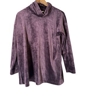 J Jill Purejill Purple Velvet Tunic Top Womens sz SP Long Sleeve Cozy Soft